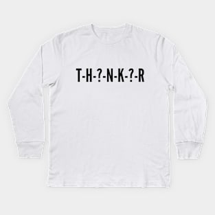 Thinker (black print) Kids Long Sleeve T-Shirt